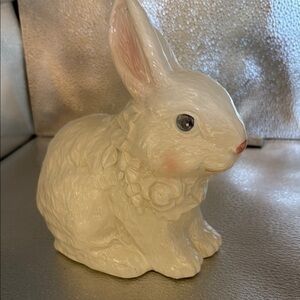 Vintage Charming White Glazed Ceramic Bunny Figurine